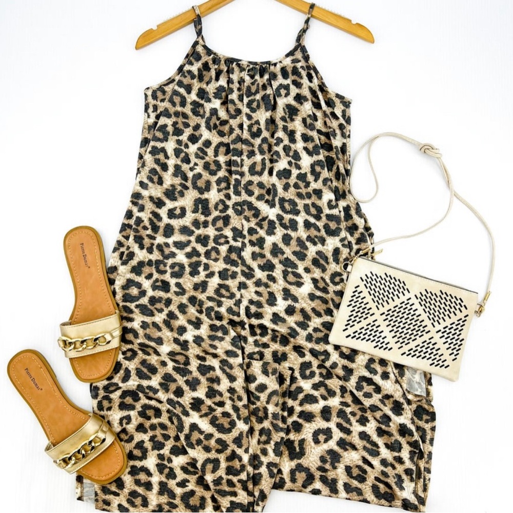 Zenana Outfitters Leopard Print Jumpsuit